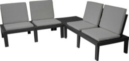 5 Piece Black Plastic Garden Furniture Set - 4 Cushioned Chairs & Table - Perfect For Using Outdoor Patio Balcony Poolside - thumbnail 1