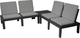 5 Piece Black Plastic Garden Furniture Set - 4 Cushioned Chairs & Table - Perfect For Using Outdoor Patio Balcony Poolside