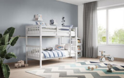 Stratus Interiors Hero Childrens Wooden Bunk Bed White And Grey - Grey - Add Professional Assembly And Delivery To Room Of Choice