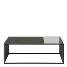 Wyld Haus Porto Rectangular Coffee Table - Stone Effect And Glass Top, Black, 1200mm - thumbnail 4