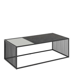 Wyld Haus Porto Rectangular Coffee Table - Stone Effect And Glass Top, Black, 1200mm - thumbnail 5