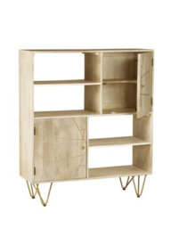 Buttercup Farm Light Gold Display Cabinet - Solid Mango Wood - L40 X W120 X H135 Cm - thumbnail 4