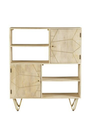 Buttercup Farm Light Gold Display Cabinet - Solid Mango Wood - L40 X W120 X H135 Cm