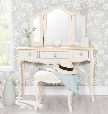 Statement Furniture Juliette Dressing Table Set With Crystal Handles - Champagne - image 1