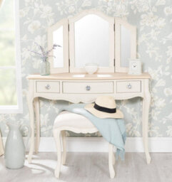Statement Furniture Juliette Dressing Table Set With Crystal Handles - Champagne - thumbnail 1