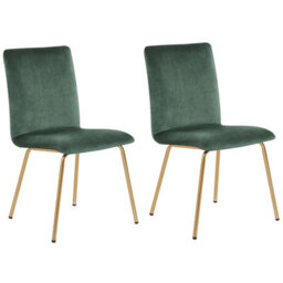 Beliani Set Of 2 Dining Chairs Rubio Velvet Emerald Green - thumbnail 1