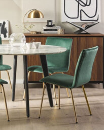 Beliani Set Of 2 Dining Chairs Rubio Velvet Emerald Green - thumbnail 2