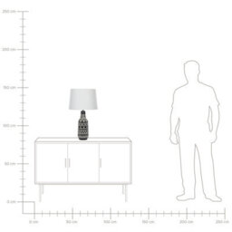 Beliani Ethnic Home Table Lamp Black Ceramic Base 68Cm White Fabric Shade Classic Bedside Light - thumbnail 9