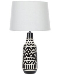 Beliani Ethnic Home Table Lamp Black Ceramic Base 68Cm White Fabric Shade Classic Bedside Light - thumbnail 3