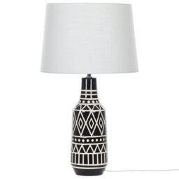 Beliani Ethnic Home Table Lamp Black Ceramic Base 68Cm White Fabric Shade Classic Bedside Light - thumbnail 4