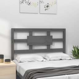 Berkfield Bed Headboard Grey 105.5X4X100 Cm Solid Wood Pine - thumbnail 3
