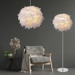 Klass Home Collection 30Cm White Feather Light Shade, Lamp Shade For Pendant Ceiling Light, Table Lamp, Floor Lamp - thumbnail 5