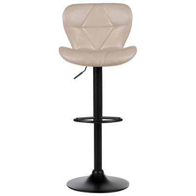 Wyld And Coco Set Of 2 Beige Faux Leather Bar Stools - Swivel, Adjustable Height, Powder-Coated Iron Frame, Padded Backrest - image 1