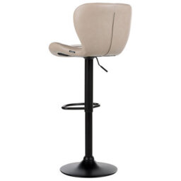 Wyld And Coco Set Of 2 Beige Faux Leather Bar Stools - Swivel, Adjustable Height, Powder-Coated Iron Frame, Padded Backrest - thumbnail 6