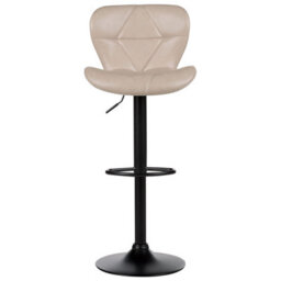 Wyld And Coco Set Of 2 Beige Faux Leather Bar Stools - Swivel, Adjustable Height, Powder-Coated Iron Frame, Padded Backrest - thumbnail 1