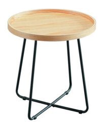 Aspect Furniture Sasha Wooden Tray/round Side End Table (Oak Veneer/black Frame) - thumbnail 2