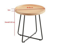 Aspect Furniture Sasha Wooden Tray/round Side End Table (Oak Veneer/black Frame) - thumbnail 3