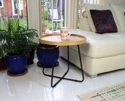 Aspect Furniture Sasha Wooden Tray/round Side End Table (Oak Veneer/black Frame)