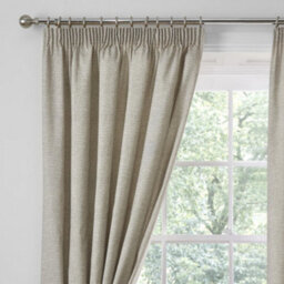 Dreams & Drapes Pembrey Textured Pair Of Natural Pencil Pleat Curtains With Tie-Backs - thumbnail 2