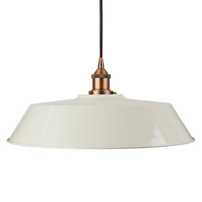 Clay White Large Chancery Painted Dome Pendant Light With Matt Antique Copper Lamp Holder And Black Round Cable - Se Home - image 1