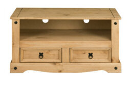 Mews Corona Tv Stand 2 Drawer Flat Screen Television Unit Mexican Pine - thumbnail 1