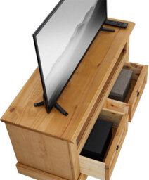 Mews Corona Tv Stand 2 Drawer Flat Screen Television Unit Mexican Pine - thumbnail 5