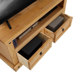 Mews Corona Tv Stand 2 Drawer Flat Screen Television Unit Mexican Pine - thumbnail 4