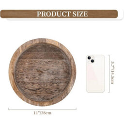 Round Wooden Candle Tray Farmhouse Table Centerpiece - thumbnail 2