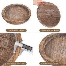 Round Wooden Candle Tray Farmhouse Table Centerpiece - thumbnail 3