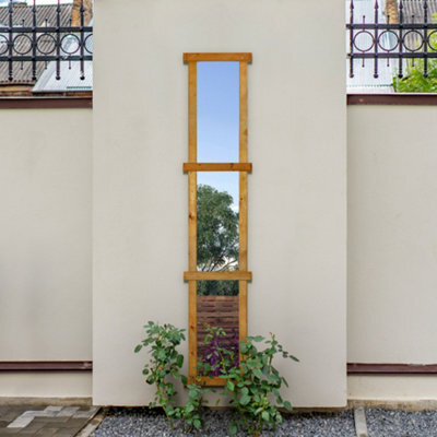 Mirroroutlet The Trellis Garden Mirror Scandinavian Spruce Wood 180Cm X 36Cm - image 1