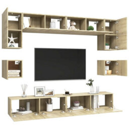 Berkfield 8 Piece Tv Cabinet Set Sonoma Oak Engineered Wood - thumbnail 3