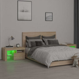 Berkfield Bedside Cabinets 2 Pcs With Led Lights Sonoma Oak 70X36.5X40 Cm - thumbnail 5