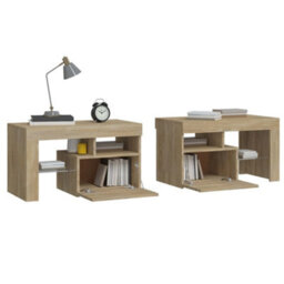 Berkfield Bedside Cabinets 2 Pcs With Led Lights Sonoma Oak 70X36.5X40 Cm - thumbnail 7