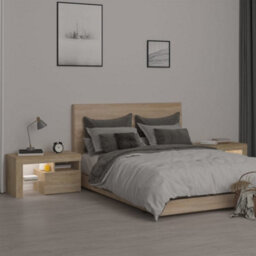 Berkfield Bedside Cabinets 2 Pcs With Led Lights Sonoma Oak 70X36.5X40 Cm - thumbnail 4