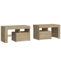 Berkfield Bedside Cabinets 2 Pcs With Led Lights Sonoma Oak 70X36.5X40 Cm - thumbnail 3