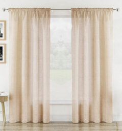 "Tyrone Textiles Rhodes Natural Linen-Look Sheer Voile Panels - Pair 140 X 137Cm (55X54"")" - thumbnail 1