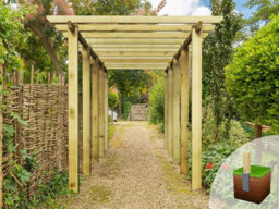 Edecks Heavy Duty Village Walkway Wooden Garden Pergola (W 2400mm X D 7200mm) With Steel Spikes (2.7M)
