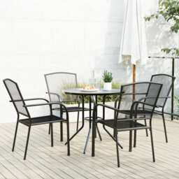 Berkfield Stackable Garden Chair Set 5 Pcs Anthracite Powder-Coated Steel - thumbnail 1