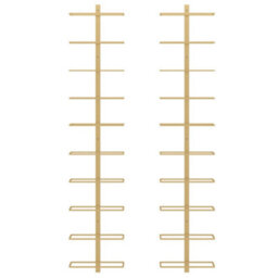 Vidaxl Wall-Mounted Wine Rack For 10 Bottles 2 Pcs Gold Metal - thumbnail 4
