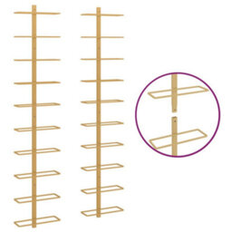 Vidaxl Wall-Mounted Wine Rack For 10 Bottles 2 Pcs Gold Metal - thumbnail 5