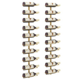 Vidaxl Wall-Mounted Wine Rack For 10 Bottles 2 Pcs Gold Metal - thumbnail 3