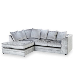 Bella Crushed Velvet Left Hand Facing Corner Sofa Silver - thumbnail 2