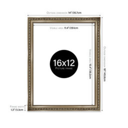 16X12 Gunmetal  Ornate Picture Frame (40.6 X 30.5Cm) Poster, Photo, Artwork, Gallery Wall Or Print - thumbnail 2