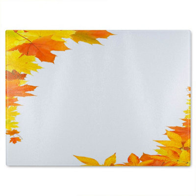 Benjamin Tate Design Yellow Autumn Border Glass Chopping Boarddesigner Style - image 1