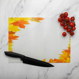 Benjamin Tate Design Yellow Autumn Border Glass Chopping Boarddesigner Style - thumbnail 3