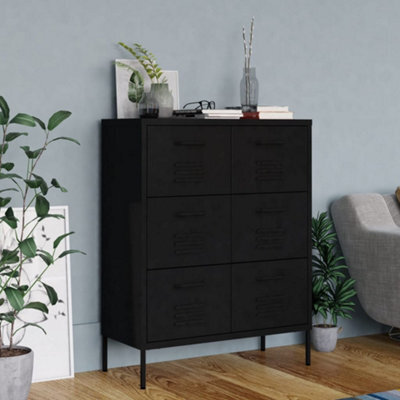 Vidaxl Drawer Cabinet Black 80X35X101.5 Cm Steel - image 1