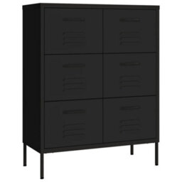 Vidaxl Drawer Cabinet Black 80X35X101.5 Cm Steel - thumbnail 2
