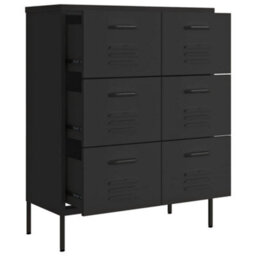 Vidaxl Drawer Cabinet Black 80X35X101.5 Cm Steel - thumbnail 6