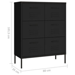 Vidaxl Drawer Cabinet Black 80X35X101.5 Cm Steel - thumbnail 9