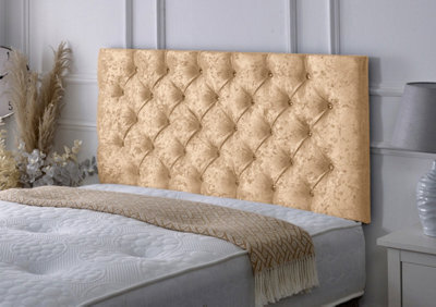 "Adore Designs Chesterfield Crushed Velvet 3Ft Single 24"" Headboard - Gold"